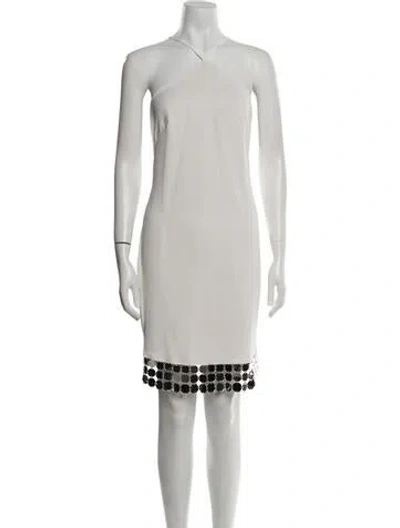 Pre-owned Liv Foster Halterneck Knee-length Dress In White