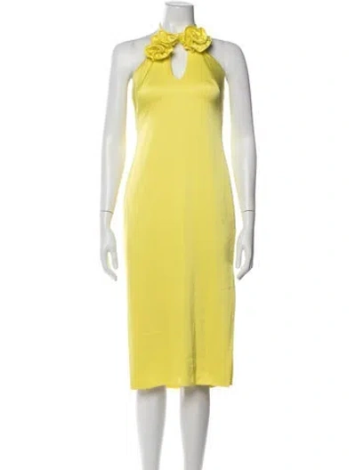Pre-owned Liv Foster Halterneck Knee-length Dress In Yellow