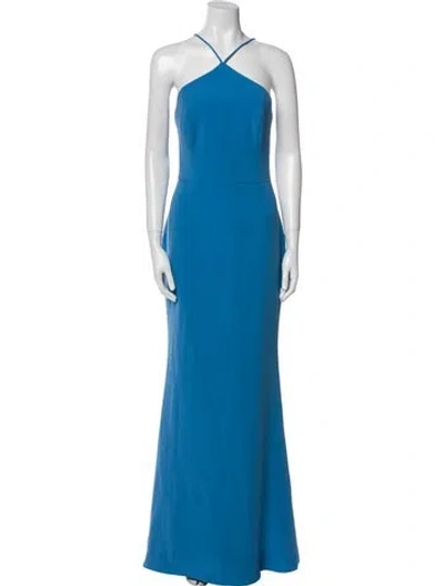 Pre-owned Liv Foster Halterneck Long Dress In Blue