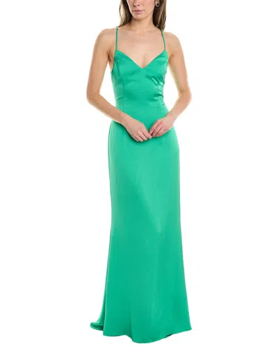 Liv Foster Hammered Satin Mermaid Gown In Green