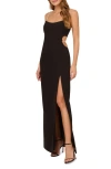 Liv Foster Women's Twill Scoopneck Column Gown In Black