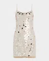 Liv Foster Kaia Beaded Sleeveless Minidress In Silver