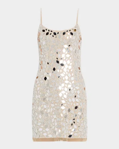 LIV FOSTER KAIA BEADED MIRROR MINI DRESS
