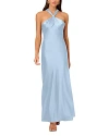 Liv Foster Knotted Satin Gown In Blue