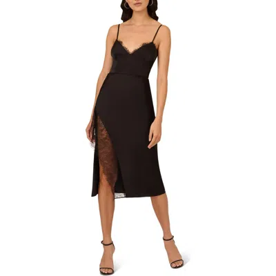 Liv Foster Lace Trim Satin Slipdress In Black