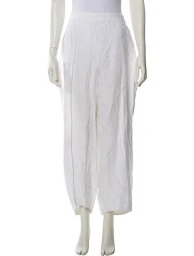Pre-owned Liv Foster Linen Wide Leg Pants In White