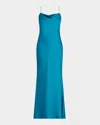 Liv Foster Lola Backless Bead-strap Satin Gown In Wine Berry