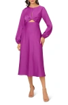Liv Foster Cutout Open-back A-line Satin Midi Dress In Wild Orchid