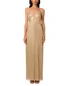 Liv Foster Madelyn Beaded Long Column Gown In Gold