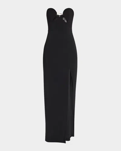 LIV FOSTER MADISON STRAPLESS EMBELLISHED CREPE GOWN