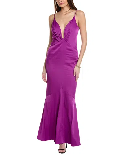 Liv Foster Stretch Satin Mermaid Gown In Wild Orchid