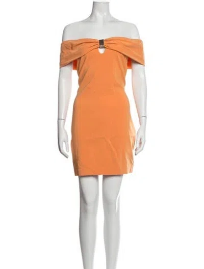 Pre-owned Liv Foster Off-the-shoulder Mini Dress In Orange