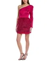 Liv Foster Satin One Shoulder Mini Dress In Rich Magenta In Pink