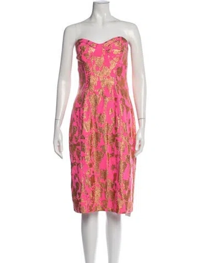 Pre-owned Liv Foster Patterned Knee-length Dress In Pink