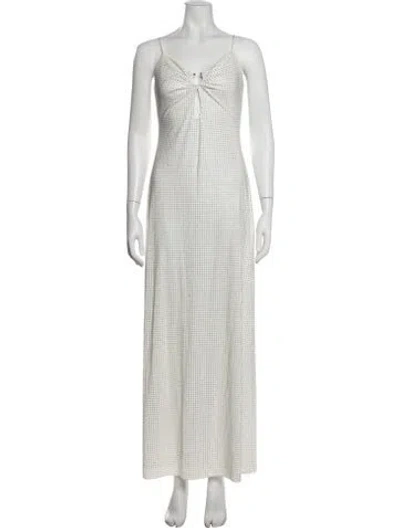Pre-owned Liv Foster Patterned Long Dress In White