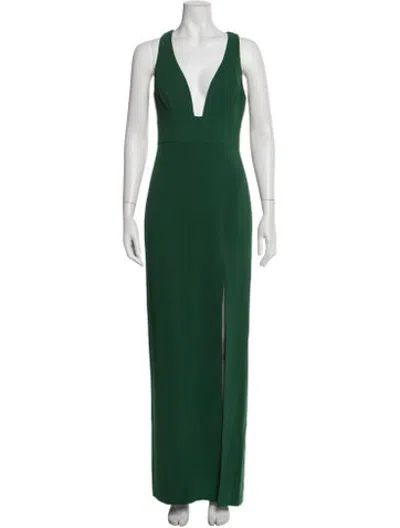 Pre-owned Liv Foster Plunge Neckline Long Dress In Green