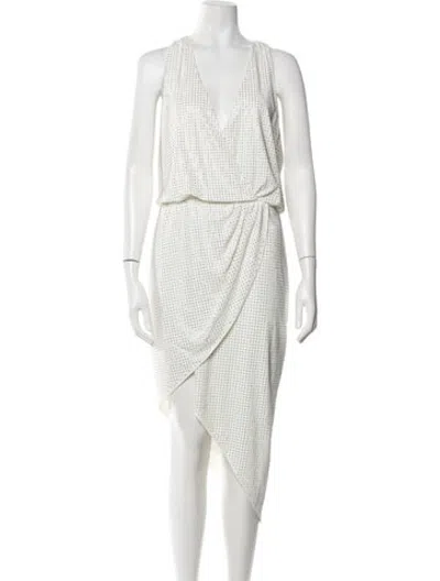 Pre-owned Liv Foster Printed Midi Length Dress In White
