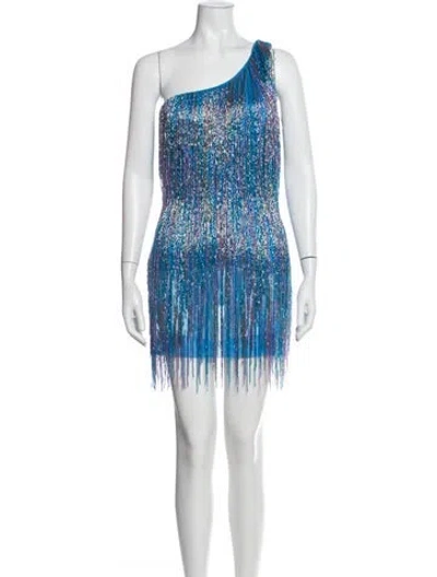 Pre-owned Liv Foster Printed Mini Dress In Blue