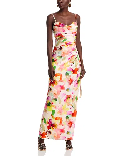 Liv Foster Printed Stretch Sateen Gown In Ivory Multi