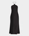 Liv Foster Knotted Crystal Halter Midi Dress In Black
