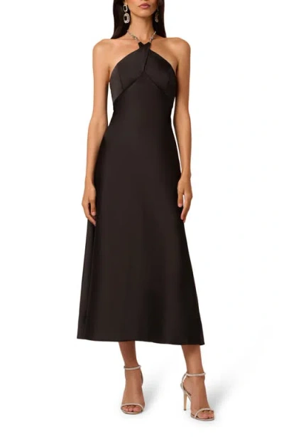 Liv Foster Quinn Satin Cocktail Dress In Black