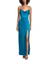 Liv Foster Satin Cowl Maxi Dress In Blue