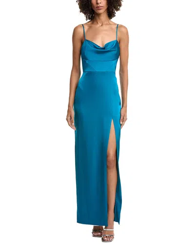 Liv Foster Satin Cowl Maxi Dress In Blue