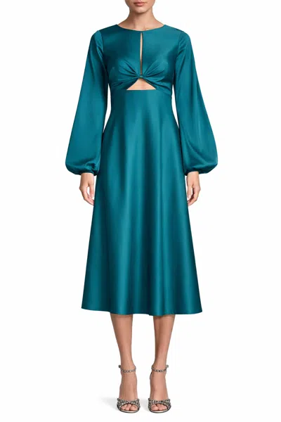 Liv Foster Satin Cut-out Midi Dress In Teal In Blue