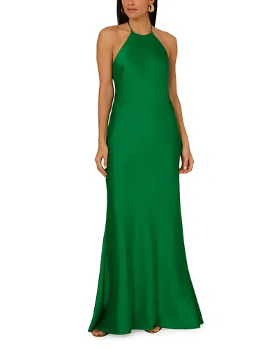 LIV FOSTER SATIN HALTER LONG DRESS