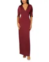 Liv Foster Satin Tulip Sleeve Gown In Merlot