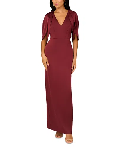 Liv Foster Satin Tulip Sleeve Gown In Merlot