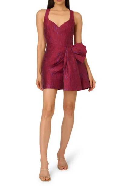 Liv Foster Sleeveless Jacquard Minidress In Wine Red