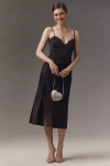 Liv Foster Lace Trim Satin Slipdress In Black