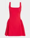 Liv Foster Sleeveless Square-neck Crepe Mini Dress In Red