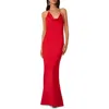 Liv Foster Sofia Rhinestone Strap Column Gown In Red