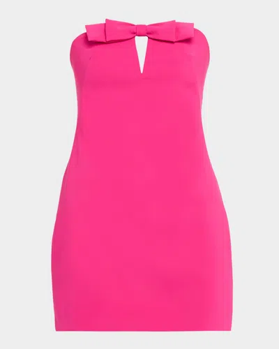 Liv Foster Strapless Cutout Bow-front Crepe Mini Dress In Pink