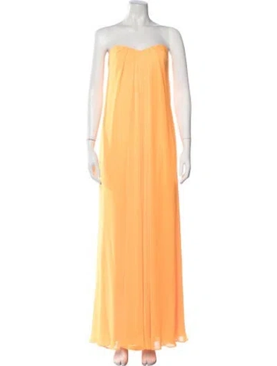 Pre-owned Liv Foster Strapless Long Dress In Orange