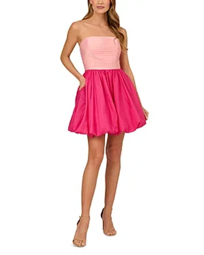 Liv Foster Strapless Taffeta Dress In Hot Pink