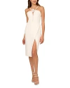 Liv Foster Women's Embellished Twill Halterneck Midi-dress In Ivory