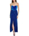 Liv Foster Womens Velvet Strapless Evening Dress In Yellow