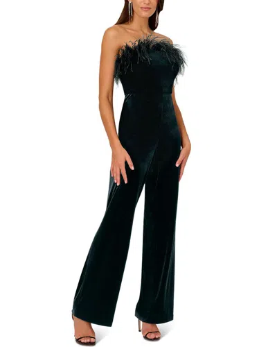 Liv Foster Velvet Wide Leg Jumpsuit In Green