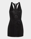 Liv Foster Viola Beaded Racerback Mini Dress In Black