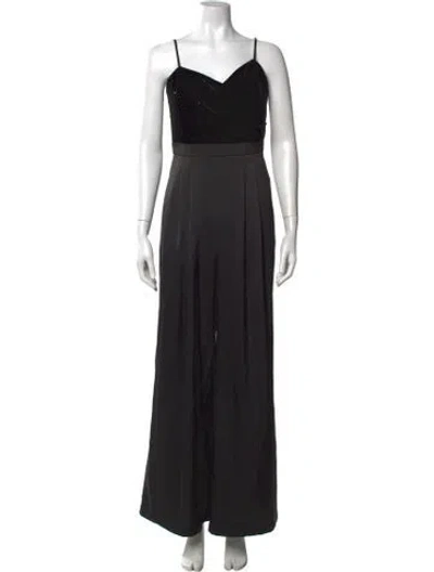 Pre-owned Liv Foster V-neck Jumpsuit In Black
