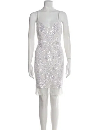 Pre-owned Liv Foster V-neck Mini Dress In White