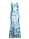 LIV FOSTER WOMEN'S ABSTRACT SATIN MERMAID GOWN