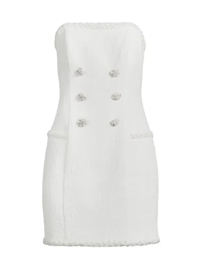Liv Foster Women's Bouclé Jacquard Strapless Minidress In White