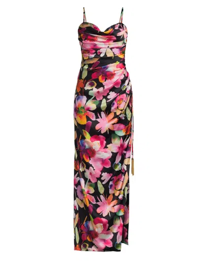 Liv Foster Women's Floral Ruched Sateen Column Gown In Multi