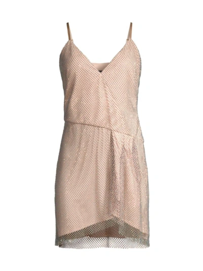 Liv Foster Women's Rhinestone-embellished Sleeveless Minidress In Beige