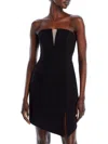 Liv Foster Strapless Asymmetric Mini Dress In Black