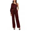 Liv Foster One-shoulder Stretch Satin Jumpsuit In Multi